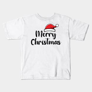 Christmas Santa Hat Black Text Kids T-Shirt